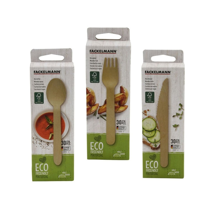 Ensemble de couverts en bois pour pique-nique x30 chacun Fackelmann Move