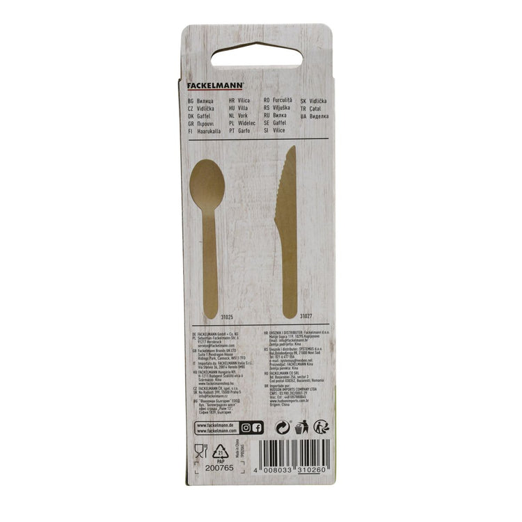 Ensemble de 60 fourchettes en bois jetables 16 cm Fackelmann Move