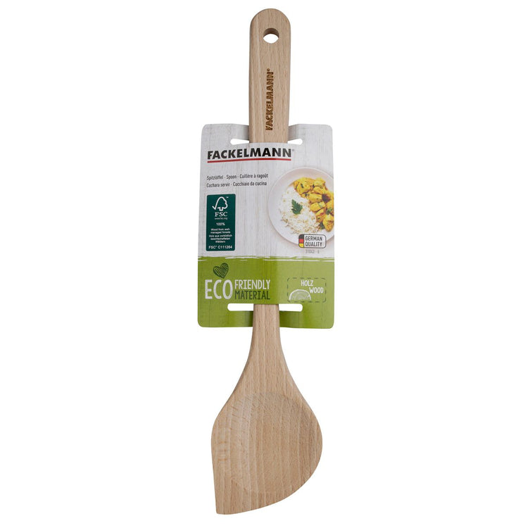 Ensemble de 2 Cuillères de cuisine biseautée en bois FSC Fackelmann