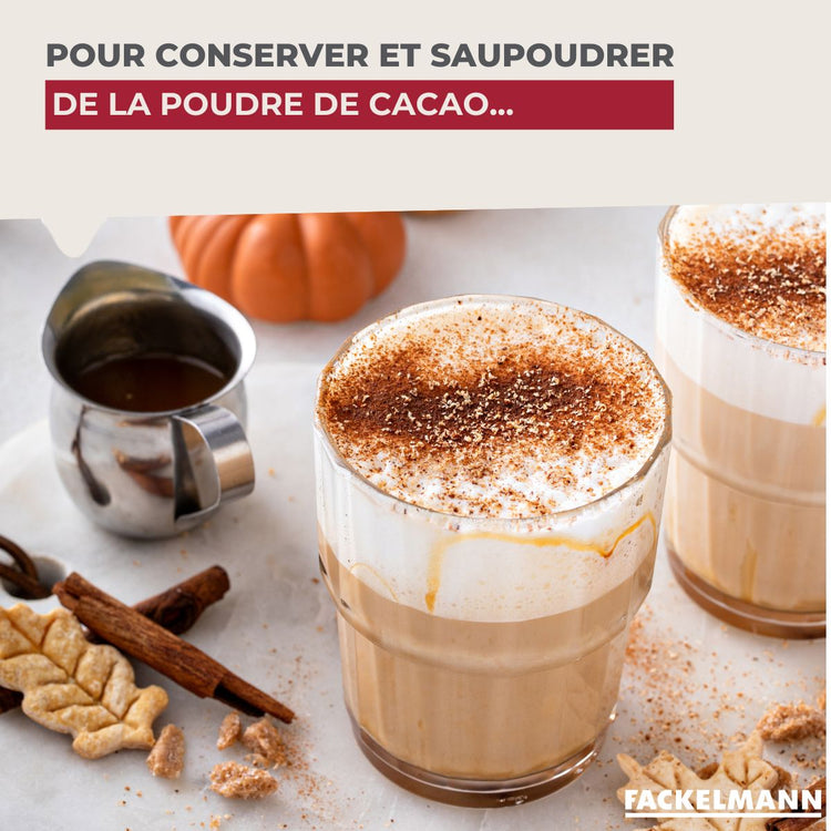 Ensemble de 2 Saupoudreuses en verre et couvercle inox 14 cm Fackelmann Basic