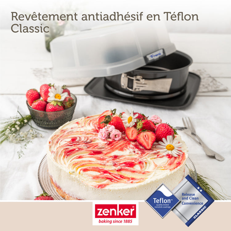 Ensemble de 2 Moules à charnière rond 23 cm avec couvercle de transport Zenker Bake Click and Go