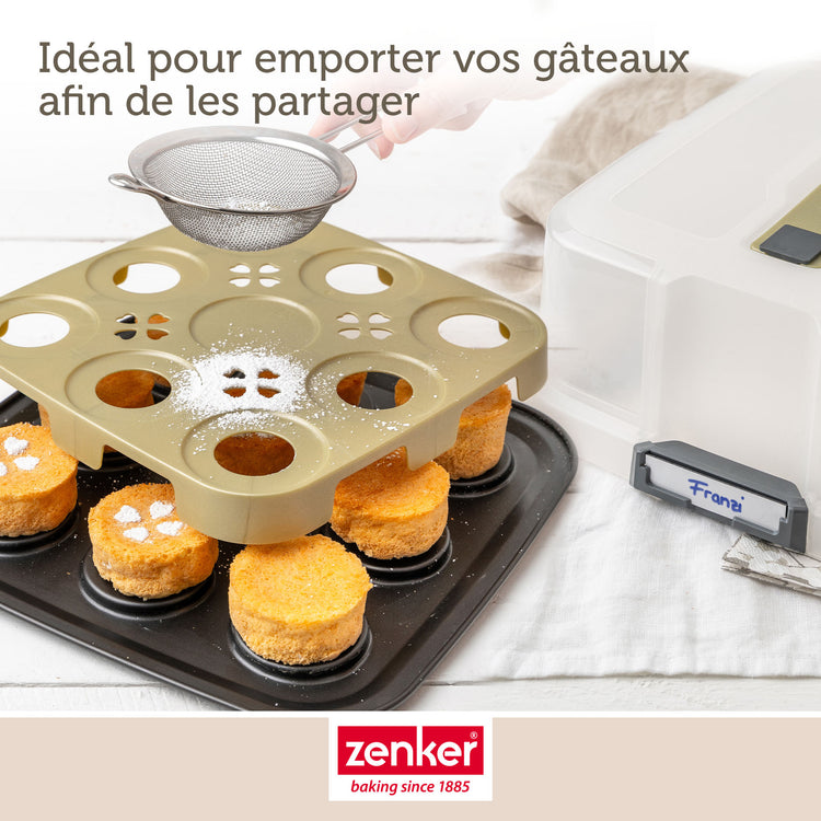 Ensemble de 2 Moules à gâteaux individuels 9 empreintes avec couvercle 29 x 29 cm Zenker Bake Click and Go