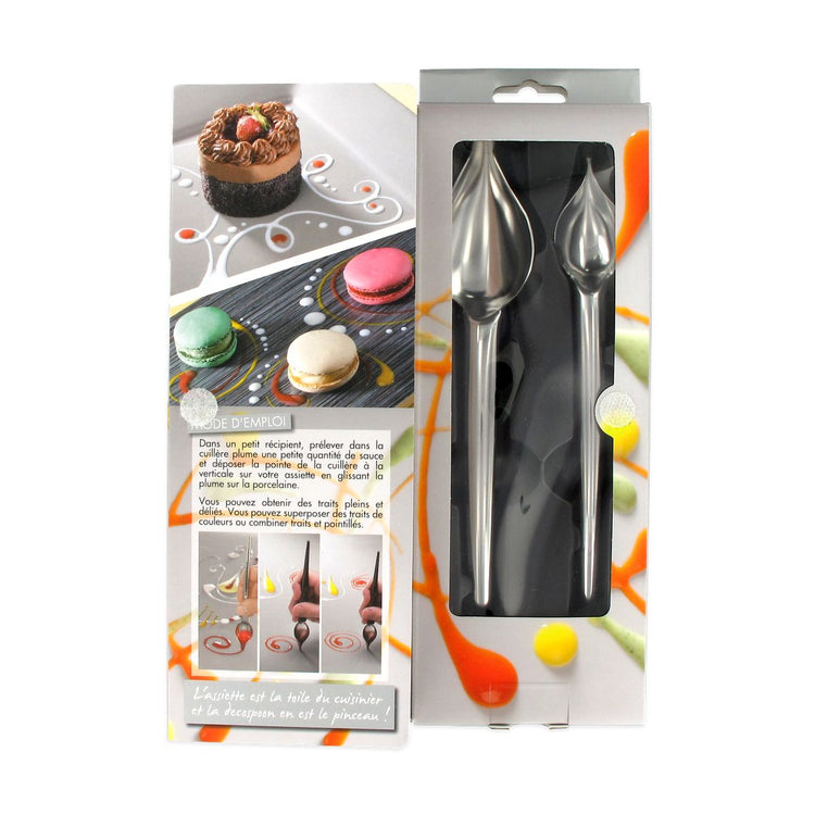 Lot de 2 cuillères plumes à décoration pâtissière Jean Daudignac