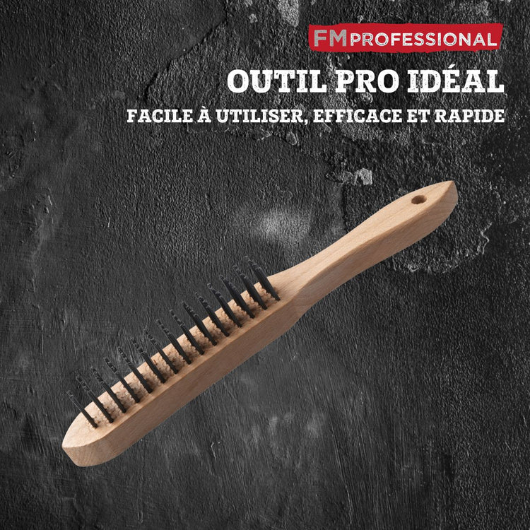 Brosse à nettoyer le barbecue 28 cm bois et acier FM Professional