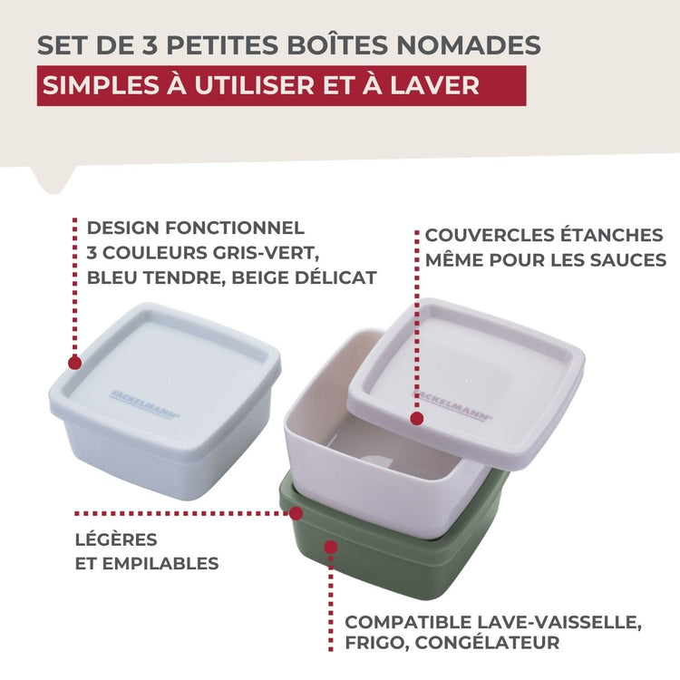 Set de 3 boîtes carrées à sauce ou épices Fackelmann Storage