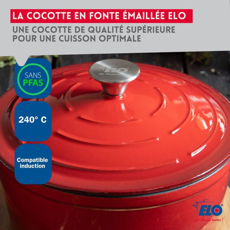 Cocotte en fonte émaillée rouge cerise 26 cm 4.5 L Elo