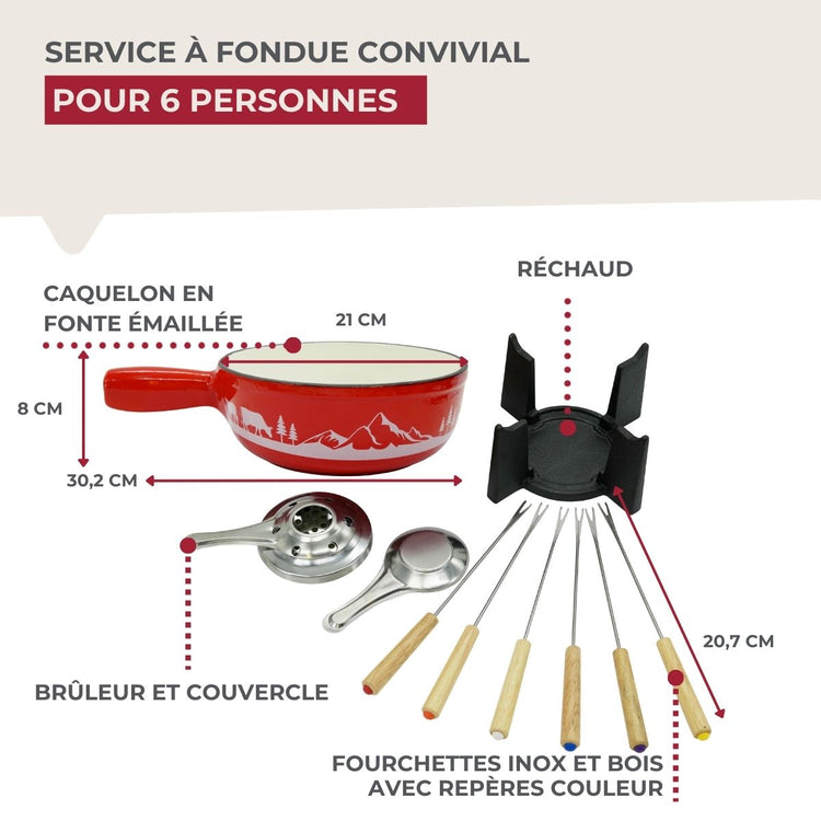 Set à fondue Savoyarde 4 personnes fonte émaillée Fackelmann