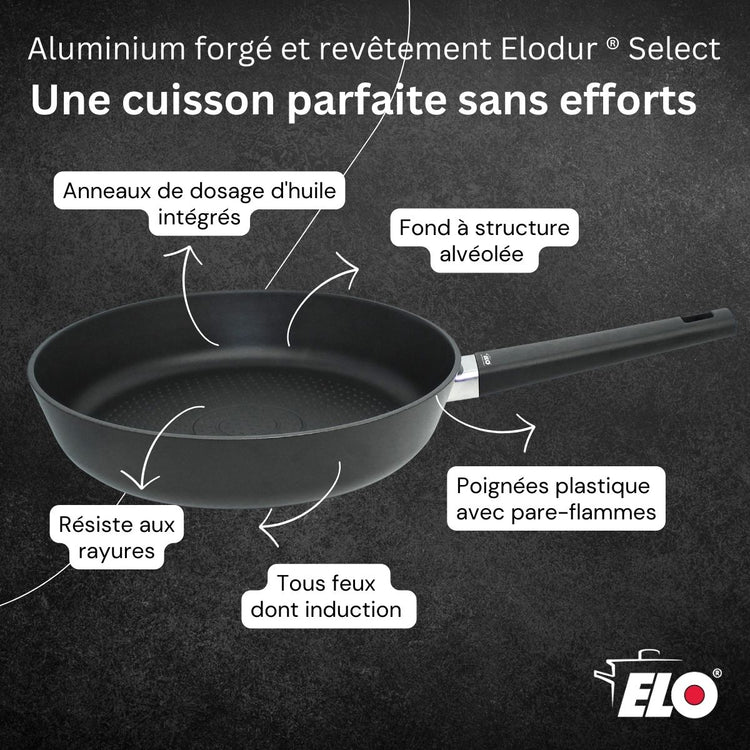 Poêle 24 cm antiadhésive sans PFAS Elo Smart Wave