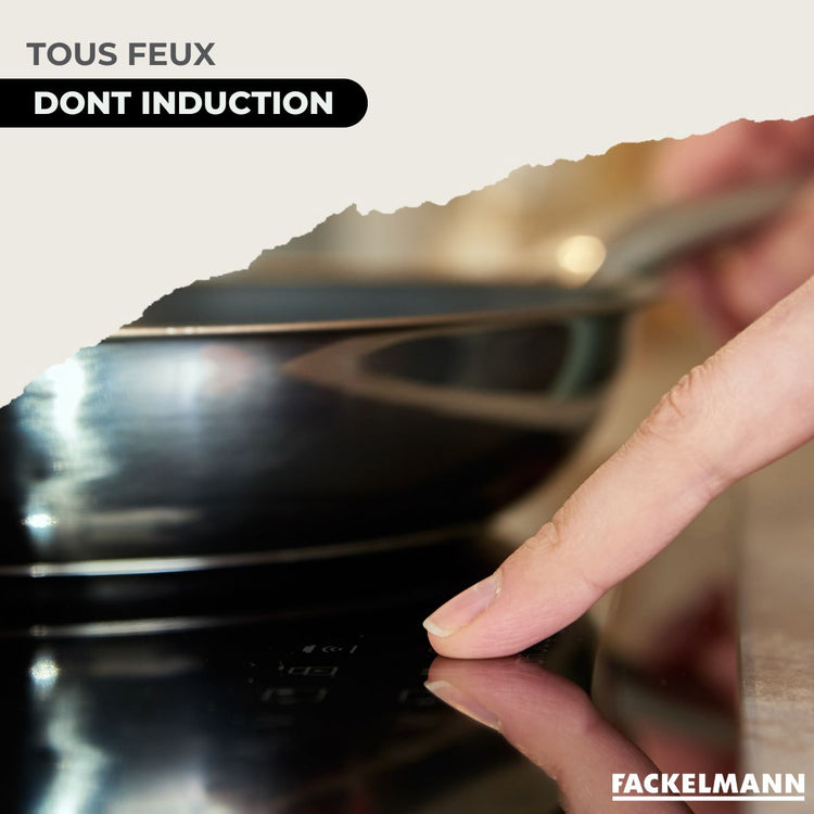 Set poêle 20 cm en inox et couvercle, 3 faitouts inox 16, 20 et 24 cm et 5 ustensiles Fackelmann Eterna