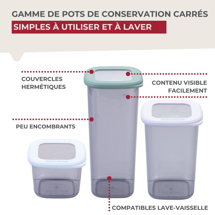Lot de 2 boîtes hermétiques 1L avec 1 boîte hermétique Fackelmann Storage