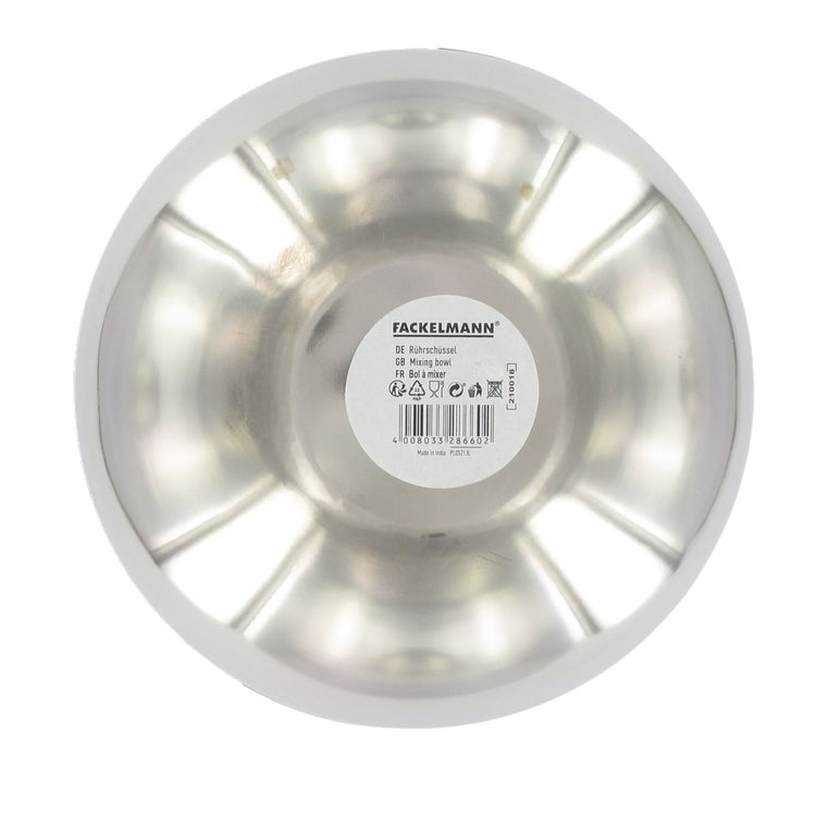 Set de 2 Saladiers en inox de 20,5 cm et 25 cm de diamètre et couverts à salade en plastique Fackelmann