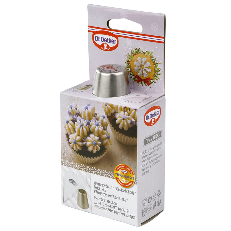 Douille motif Cristal de glace et lot de 4 poches à douille Dr Oetker