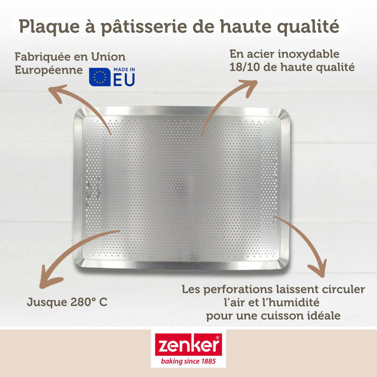 Plaque à pâtisserie perforée 40 x 30 cm en alu 18/10 Zenker Special Cooking
