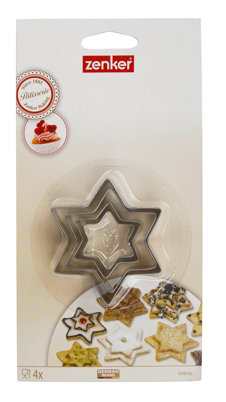 Lot de 4 emporte-pièces de Noël en forme d'étoiles Zenker Emporte-pièces
