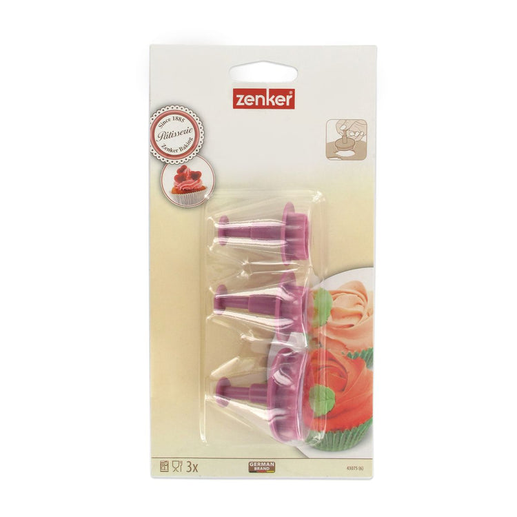 Lot de 3 emporte-pièces poussoir motif feuille Zenker Sweet Sensation