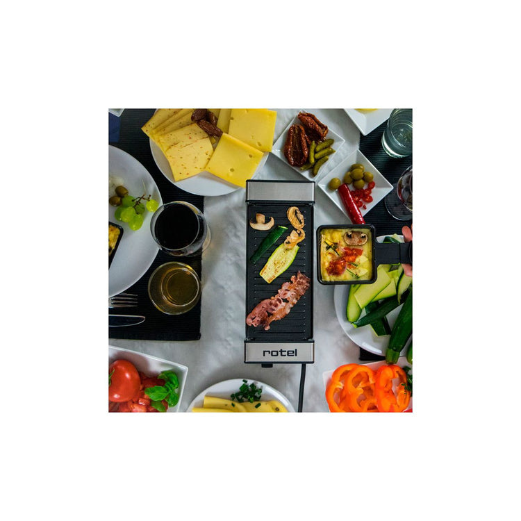 Appareil à raclette pour 2 personnes avec poêlons et spatules Rotel