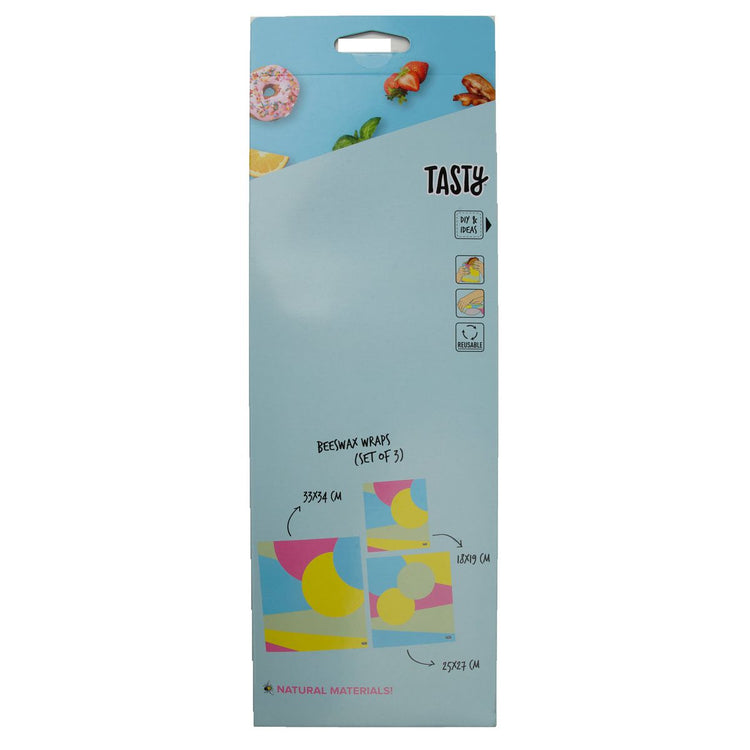 Lot de 3 wraps en cire d'abeille type film alimentaire Tasty Green