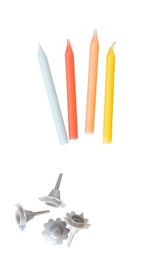 Lot de 24 bougies d'anniversaire et 12 bobèches Fackelmann Rio Party
