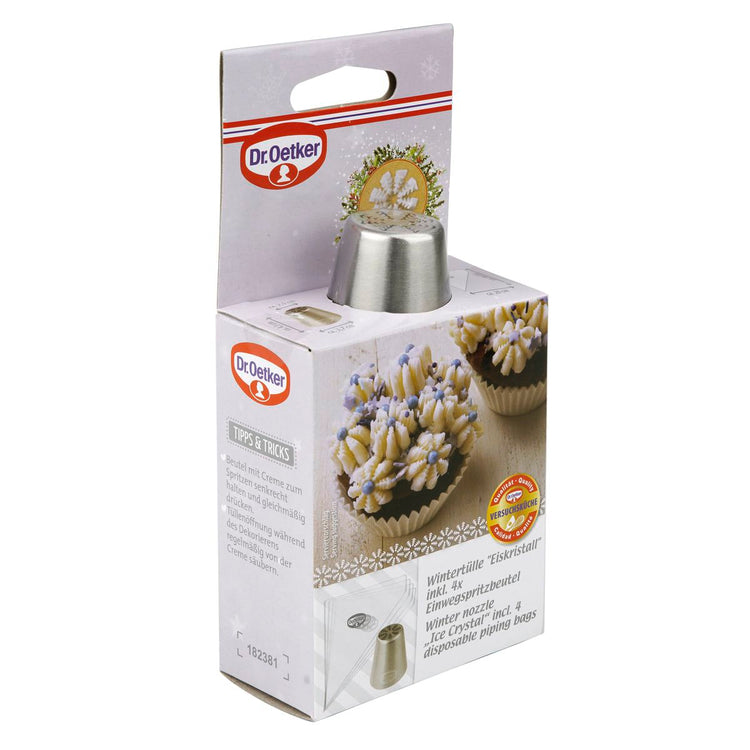 Douille motif Cristal de glace et lot de 4 poches à douille Dr Oetker