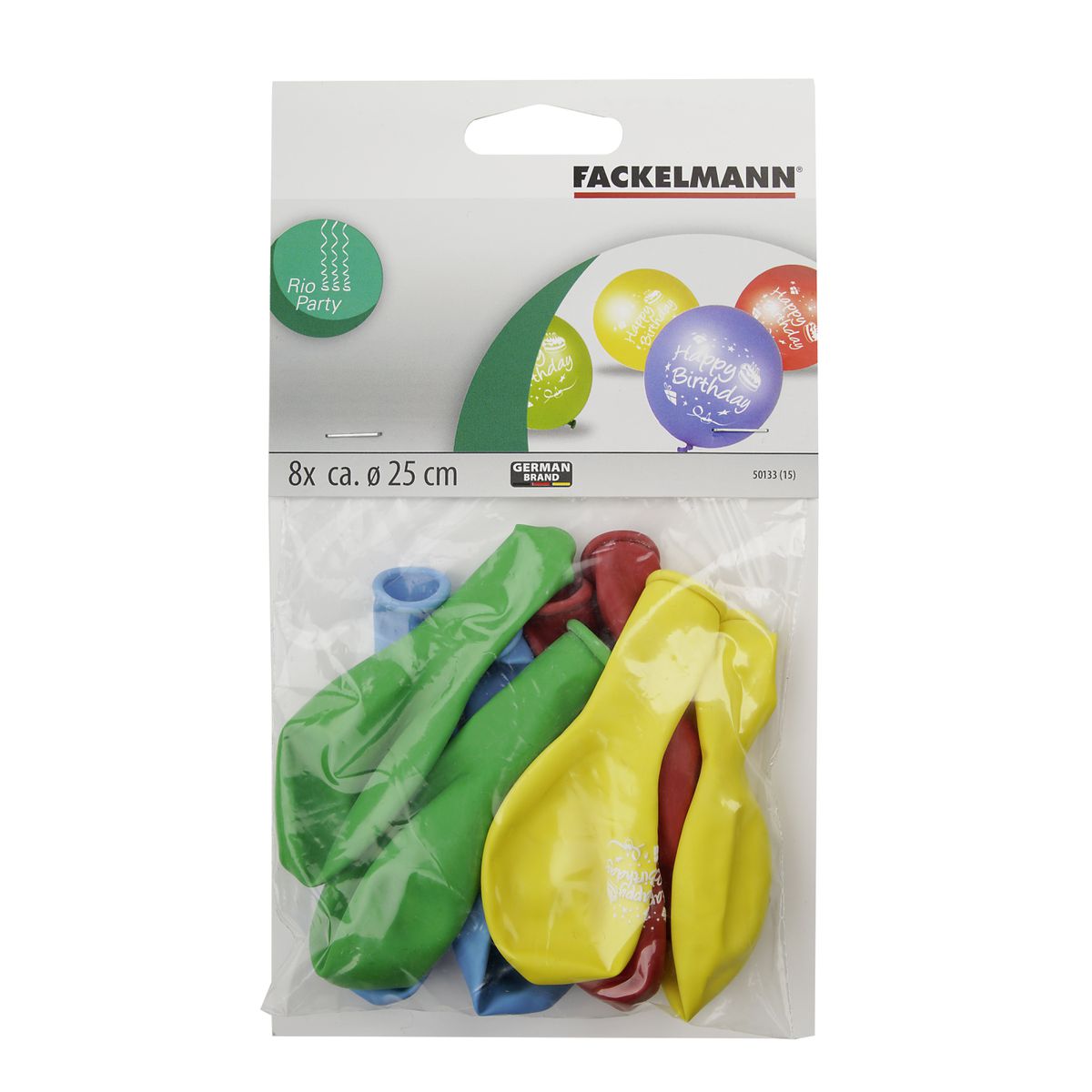 Lot de 8 ballons de baudruches colorés avec inscription "Happy Birthday" Fackelmann
