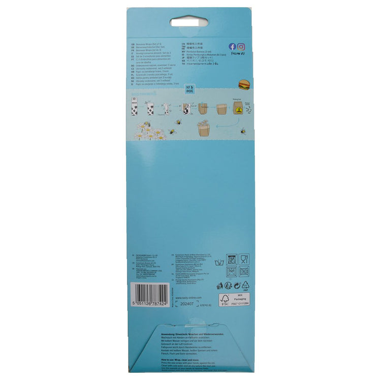 Lot de 3 wraps en cire d'abeille type film alimentaire Tasty Green