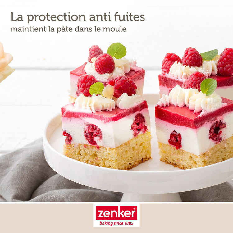 Moule à charnière rectangulaire en acier émaillé 42 x 29 cm et sa spatule Zenker Deluxe