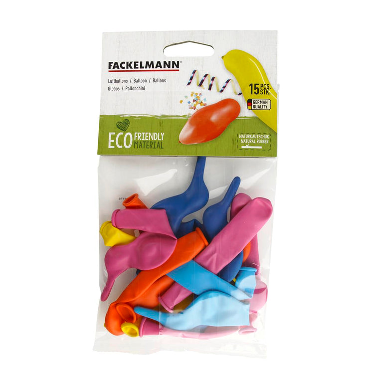 Lot de 15 ballons de baudruche colorés de formes aléatoires Fackelmann Eco Friendly