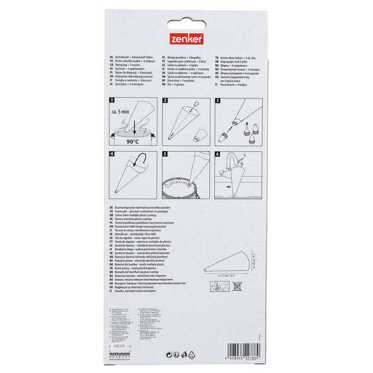 Poche à douille réutilisable et 3 embouts plastique Zenker