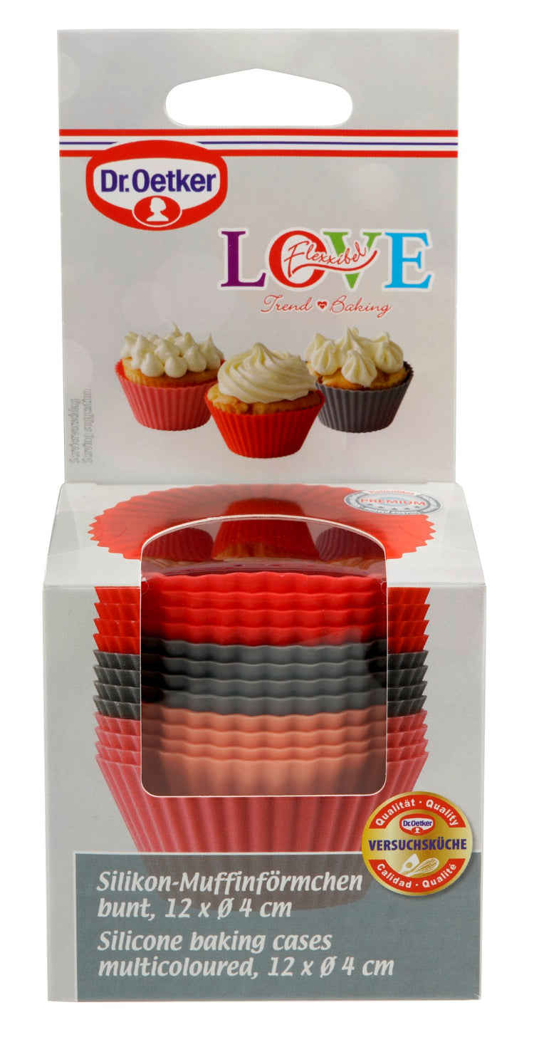 Lot de 12 caissettes muffins en silicone Dr. Oetker Flexxibel Love