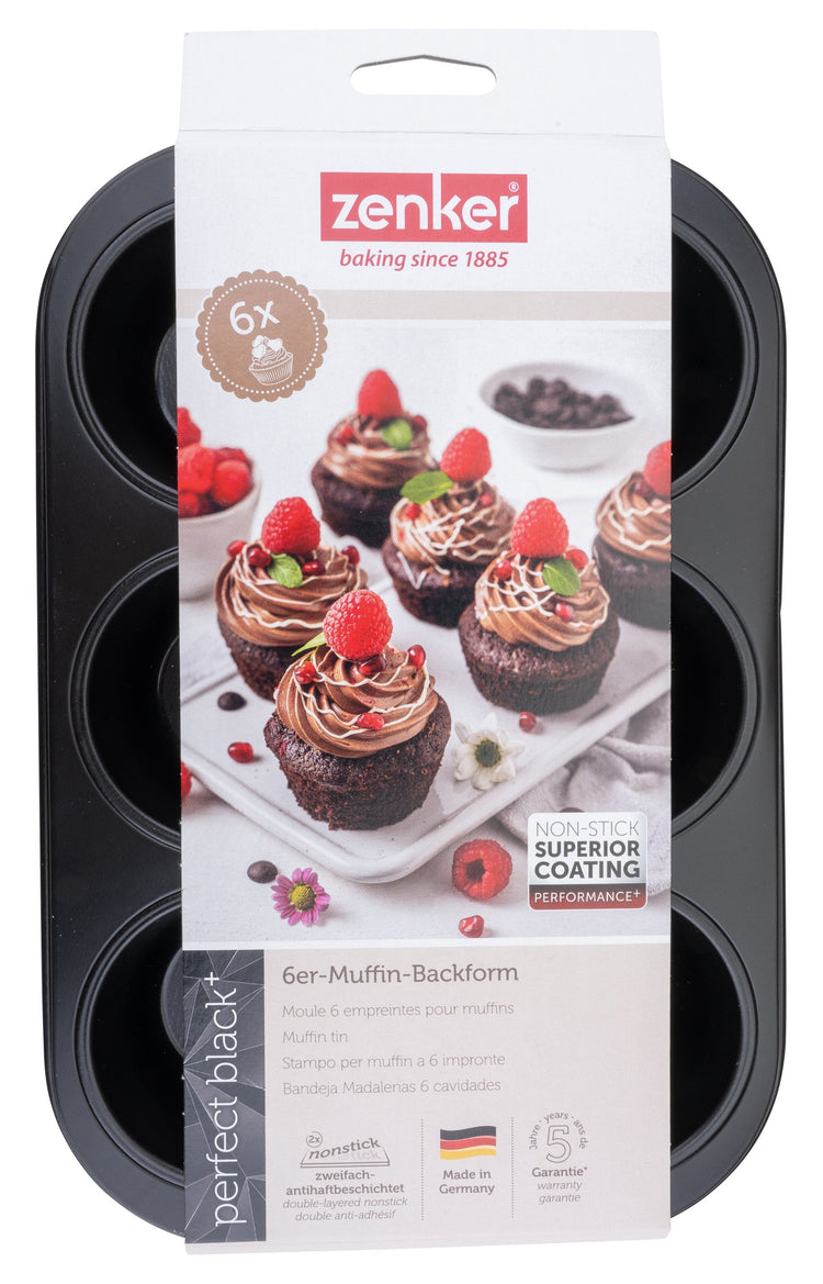 Moule à muffins 6 empreintes 28 x 19 cm Zenker Perfect Black +