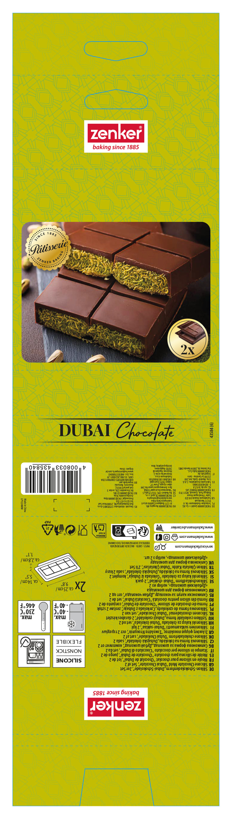 Deux moules à tablettes chocolat de Dubaï en silicone Zenker Special Creative