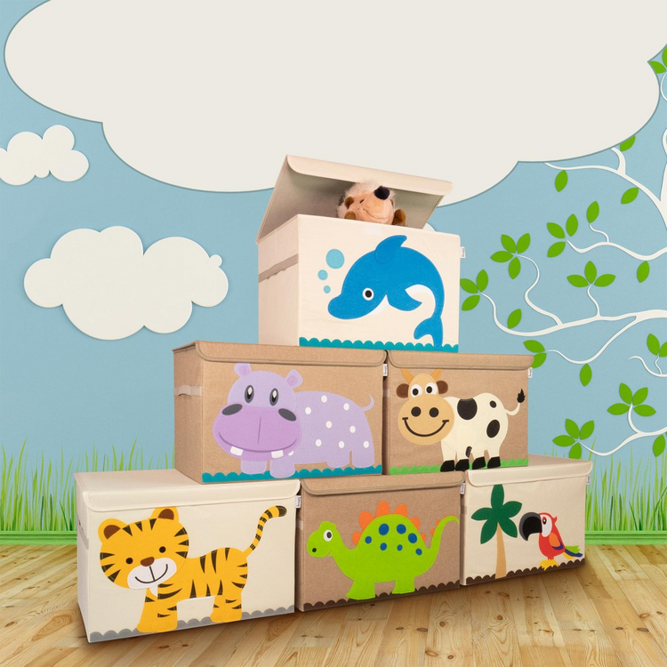 Boîte de rangement en tissu pour enfant grand modèle Dinosaure