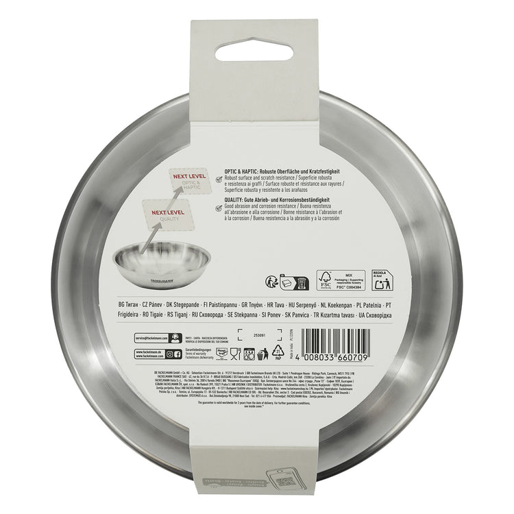 Poêle 20 cm en inox manche amovible Fackelmann InoGrip