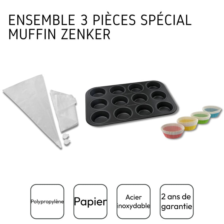 Ensemble 3 pièces spécial muffins Zenker