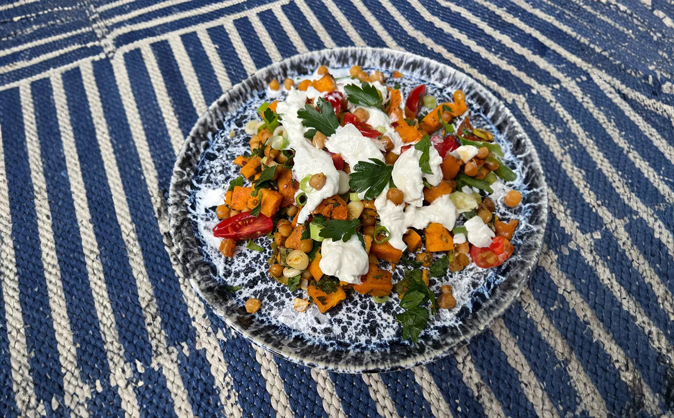 La recette de la salade de patates douces à la burrata