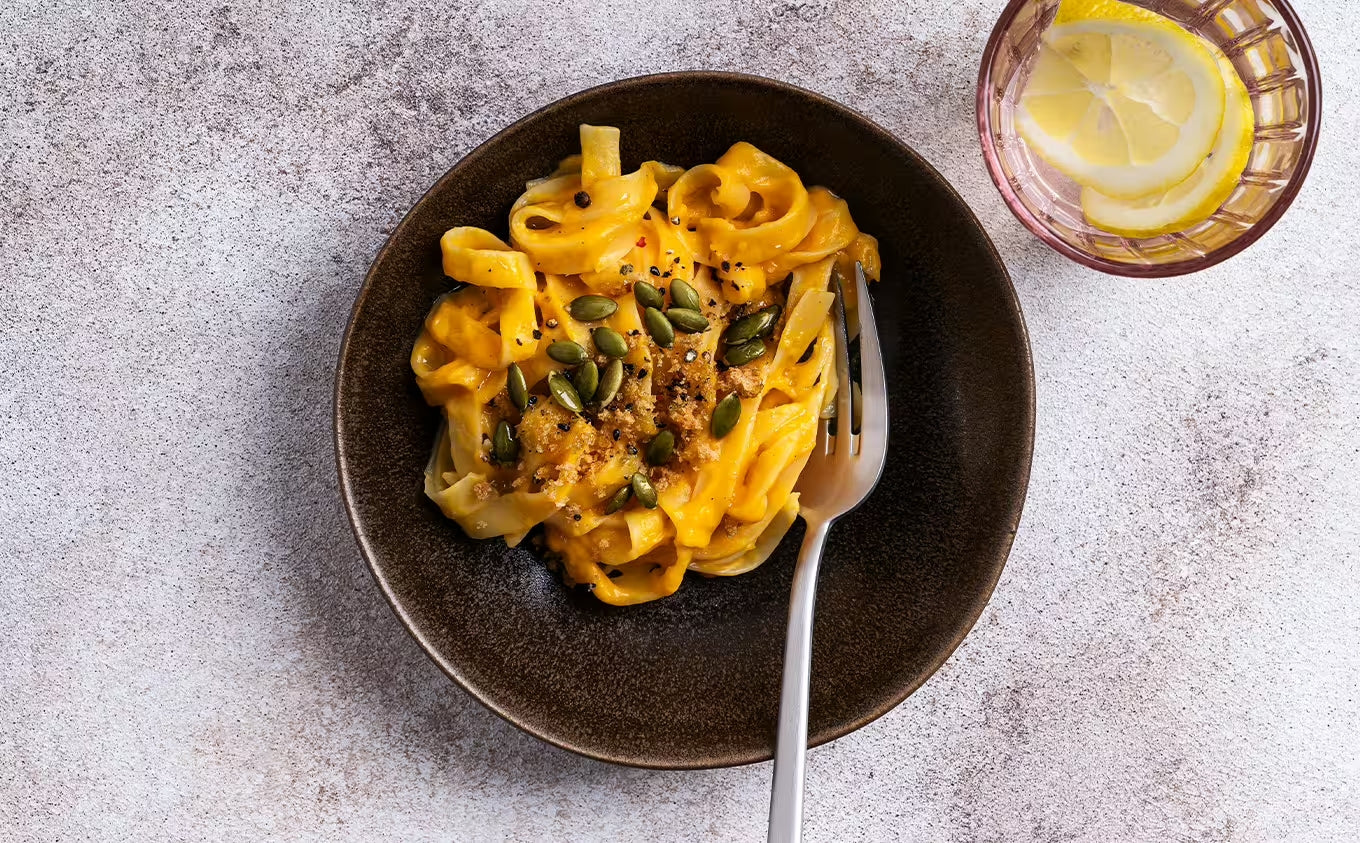 Tagliatelles rôties à la courge et aux graines de courge