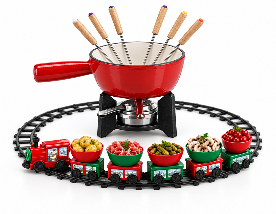 Lot de 1 appareil à fondue avec son petit train de table Fackelmann
