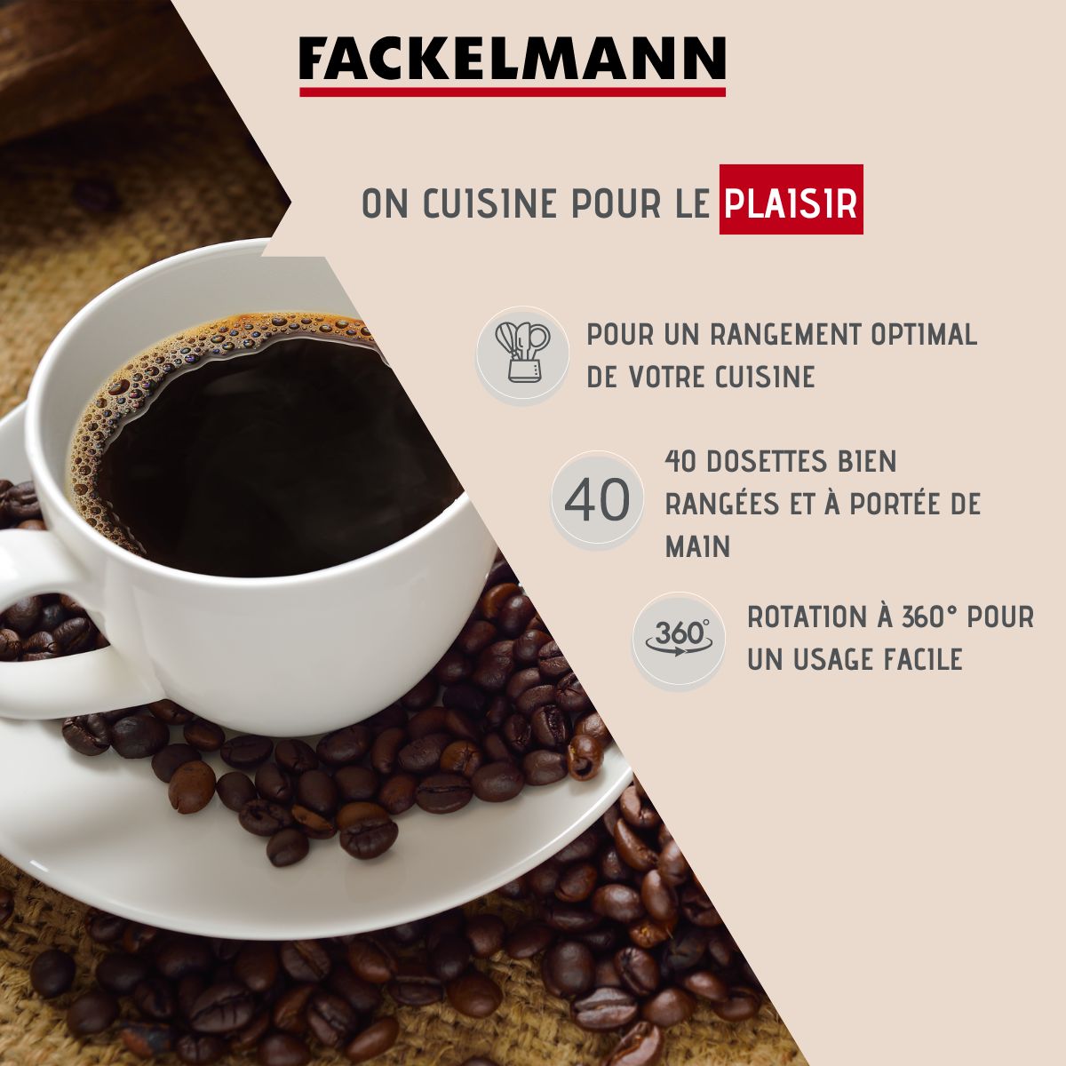 Porte capsule Nespresso rotatif Fackelmann Petit Déjeuner