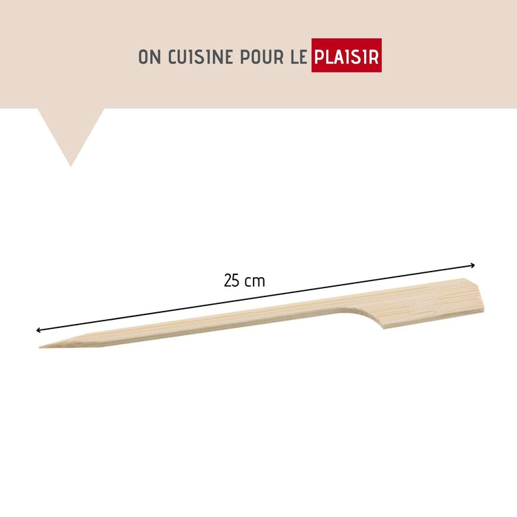 Lot de 50 pics à brochettes en bois 25 cm Fackelmann Basic