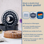 Ensemble de 2 Moules à manqué et savarin double fond 28 cm Dr. Oetker Back Liebe