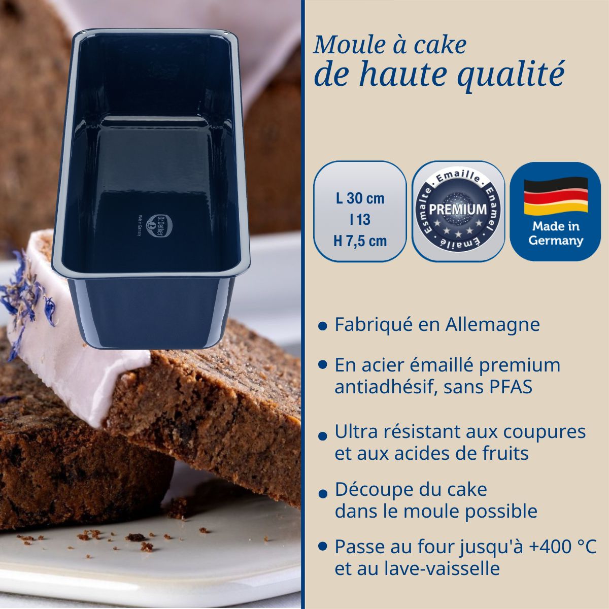 Lot de 2 moules à gâteaux 30/30 cm en acier émaillé Dr Oetker Back-Liebe