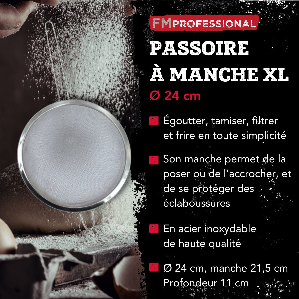 Ensemble de 2 Passoires inox XL 24 cm FM Professional