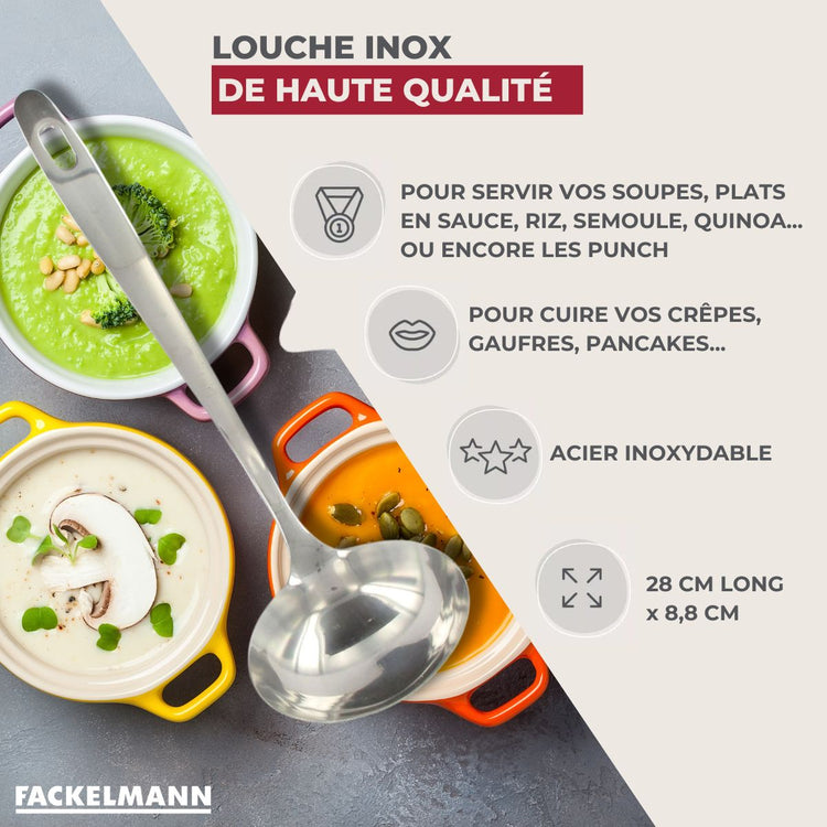 Ensemble de 2 Louches de cuisine inox 28 cm Fackelmann Oxford