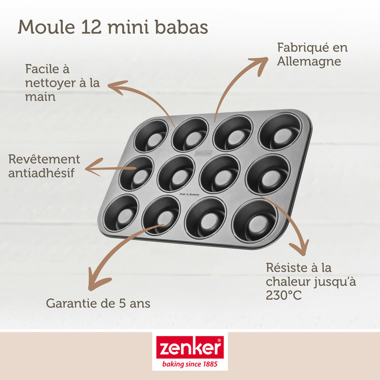 Ensemble de 2 Moules pour 24 babas au rhum Zenker Spécial Créative