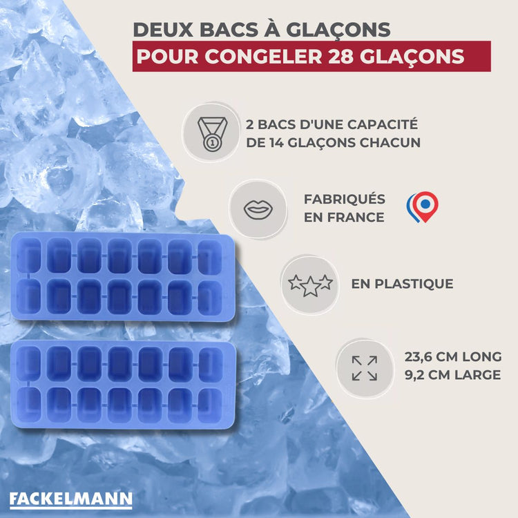 Lot de 2 Bac à glaçons 14 glaçons Fackelmann Bar Concept