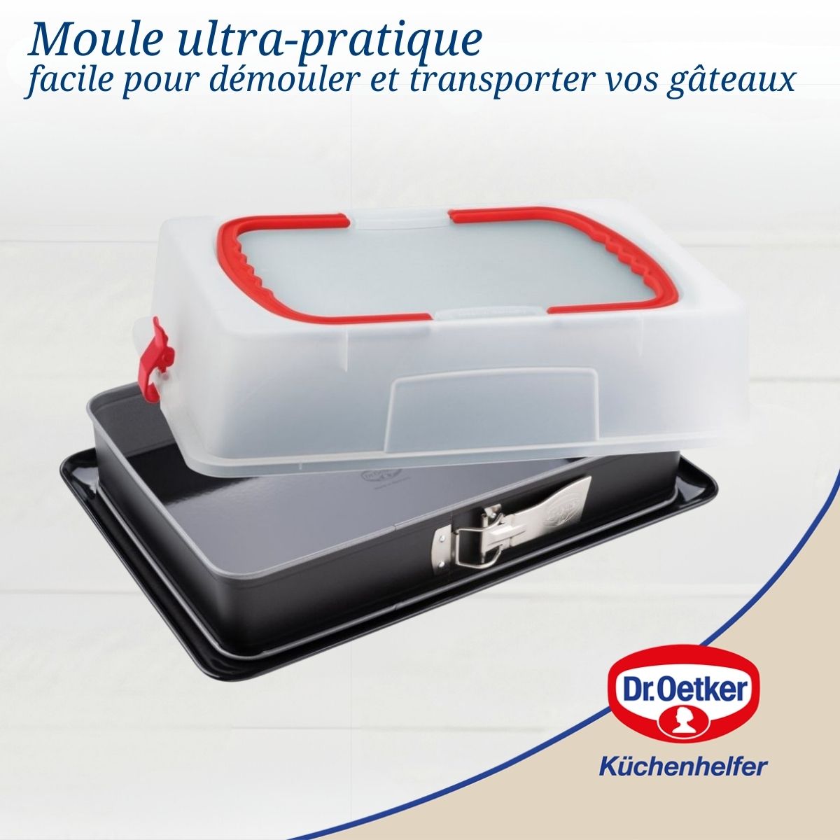 Moule à charnière rectangulaire avec couvercle de transport 42 x 29 cm Dr. Oetker Back-Idee Kreativ