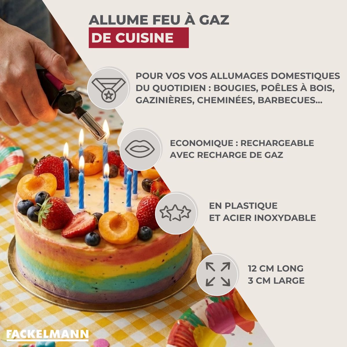 Petit allume gaz flexible Fackelmann Tecno
