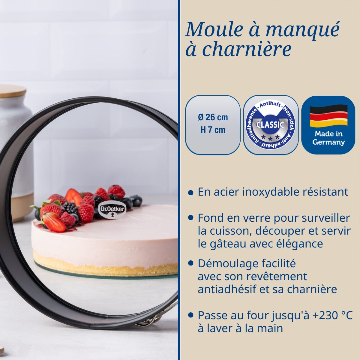 Moule à manqué à charnière 26 cm Dr.Oetker Tradition