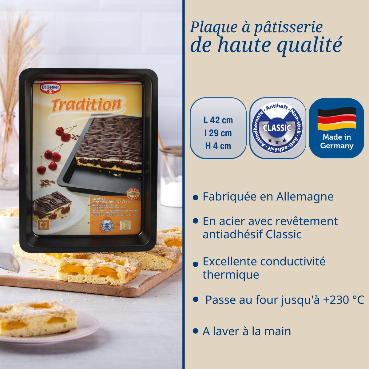 Plaque à pâtisserie à rebord extra haut Dr Oetker Tradition