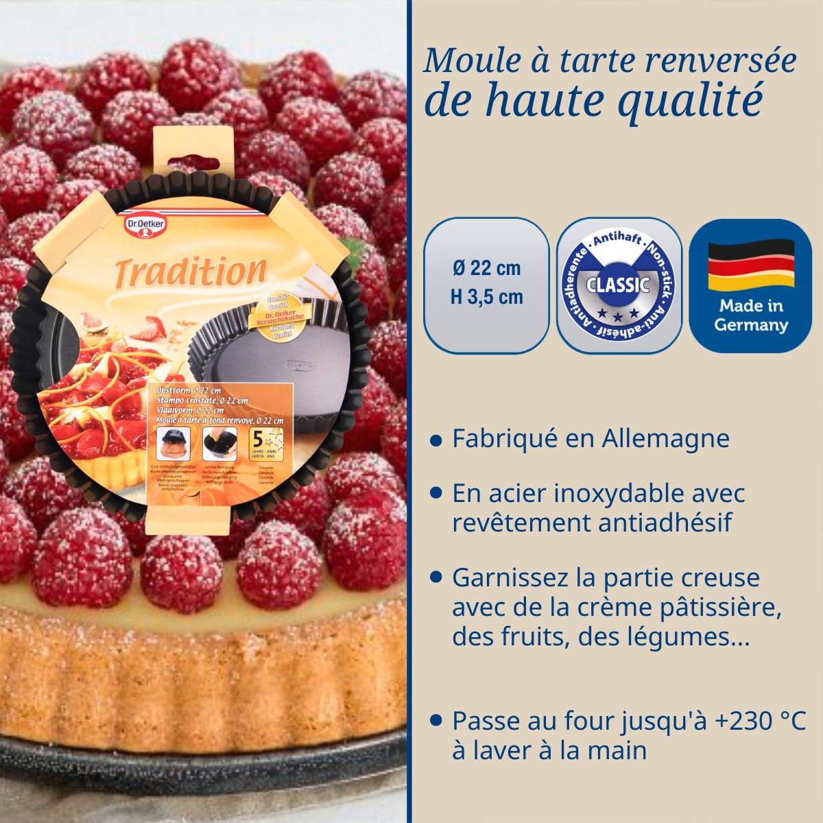 Moule à tarte renversée 22 cm Dr.Oetker Tradition